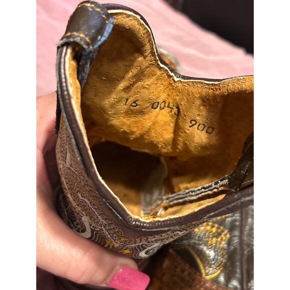 Kids Coyote Western Cowboy Gator Boots Brown Mexico, Sz 16 (USA 9) - Picture 9 of 9